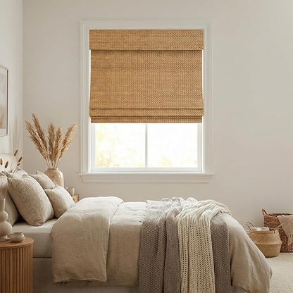 Cordless Woven Wood Roman Shades, Bamboo Shades Sizes 20 to 72 Wide and 24 to - Image 3