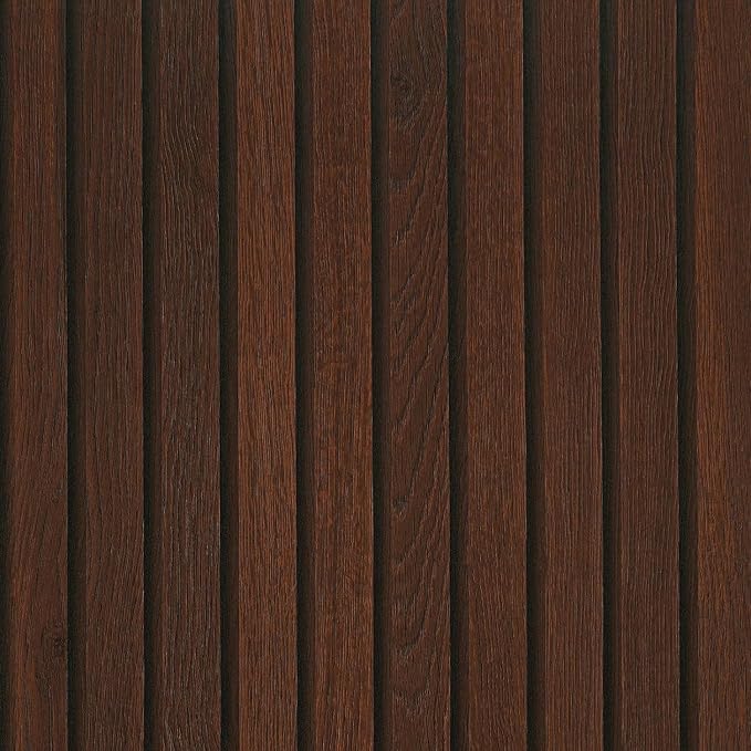 FunStick 16"x472" Brown Wood Slats Peel and Stick Wallpaper Waterproof Dark by FunStick
