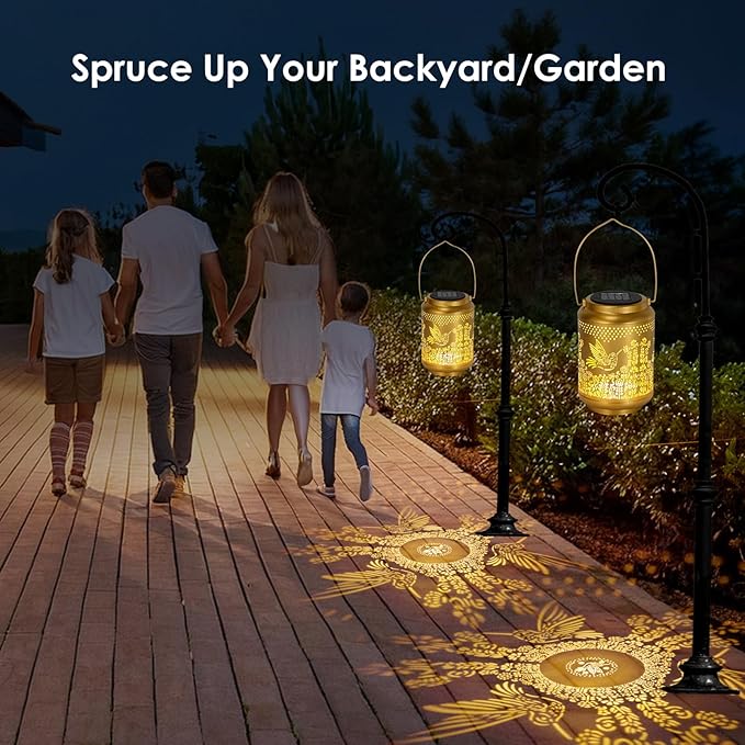 Hummingbird Solar Lanterns Outdoor Lights: Garden Decor Birthday Gifts for Women Mom Grandma Nana Aunt, Hanging Solar Lights Decoration Waterproof Outside for Yard, Patio, Backyard, Porch