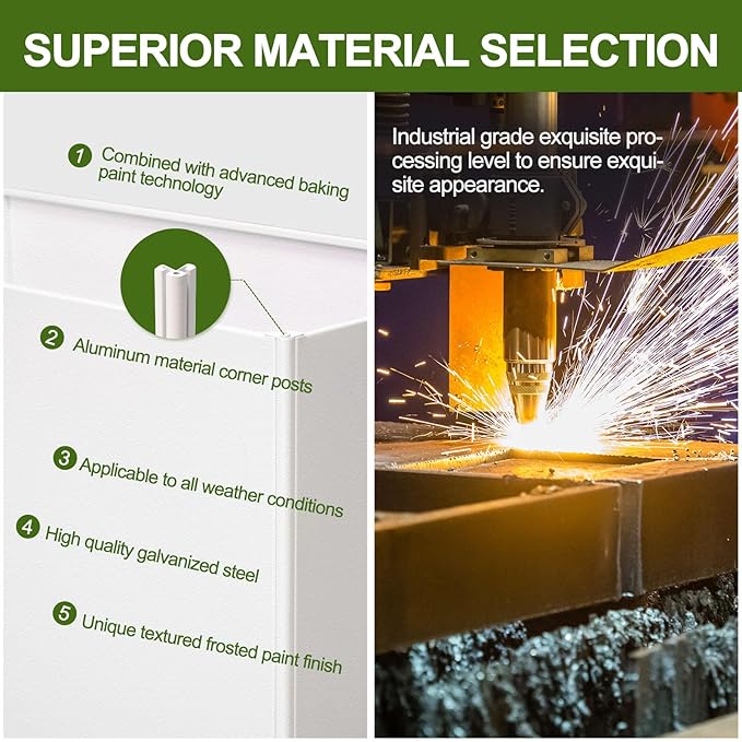 Planter Box Rectangular Block - 16×12×12IN Galvanized Steel Metal Long Box Planter Easy Installation Modern Outdoor Tall Planters All-Weather Use with Drainage Holes for Patio/Porch(White)