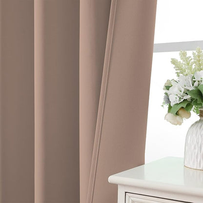 CUCRAF Khaki Blackout Curtains 72 inch Length 2 Panels Set, Rod Pocket Room - Image 6