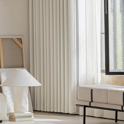FMFUNCTEX 100% Beige Blackout Curtains - Image 5