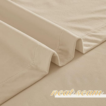 NICETOWN Beige Velvet Curtains 63 inches 2 Panels Set, Thermal Insulated Heavy - Image 6