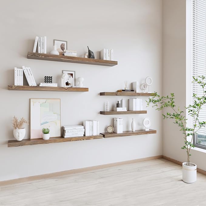 72 Inch Floating Shelves Set of 2, 8-in Deep High End Real Solid Wood Floating - Image 6