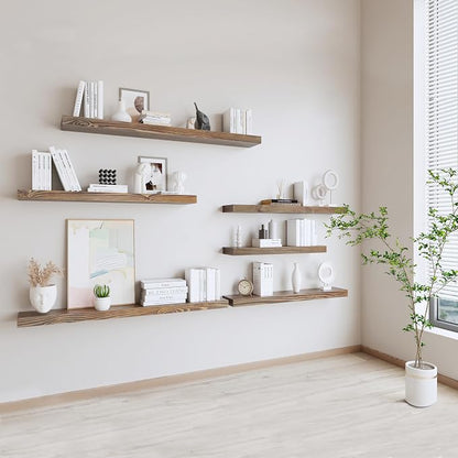 72 Inch Floating Shelves Set of 2, 8-in Deep High End Real Solid Wood Floating - Image 6