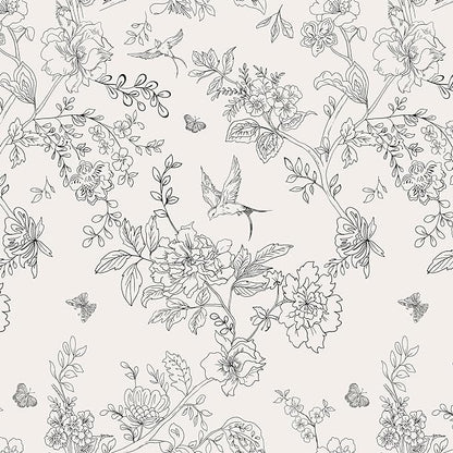 Froluya Black and Cream White Floral Wallpaper Peel and Stick Wallpaper by Froluya