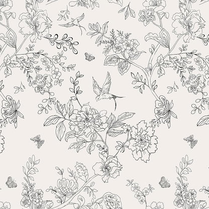 Froluya Black and Cream White Floral Wallpaper Peel and Stick Wallpaper by Froluya
