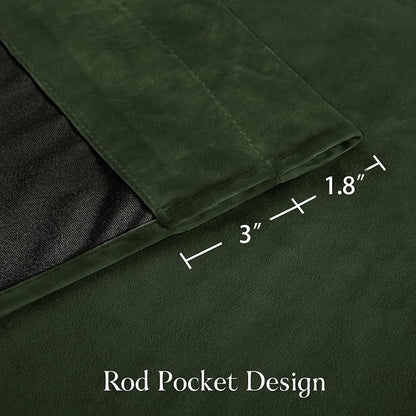 NICETOWN Olive Green Velvet Blackout Curtains 92 inch Long - Image 3