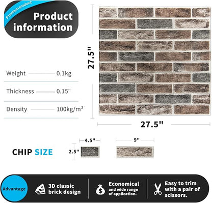 Art3d 20-Pack105 Sq.Ft Faux Brick 3D Wall Panels Peel and Stick in Gray Brown - Image 6
