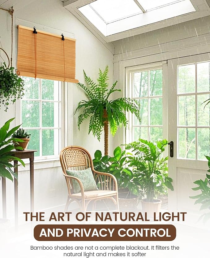 35" Wx72 H Bamboo Blinds Roller Shades - Image 7