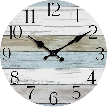 Wall Clock, 10 Inch Silent Non Ticking Wall Clocks Battery Operated, Rustic by HYLANDA