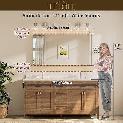 TETOTE 55 x 30 Inch Brushed Nickel Bathroom Mirror - Image 8