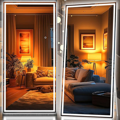 Hasipu Full Length Mirror with Lights, Full Body Dressing Hanging Mounted Mirror by Whatssuitableisthebest
