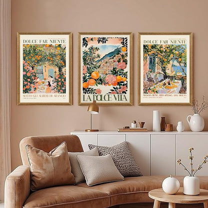 SYWENNOI 3 Pieces Wood Framed Italy Scenes Canvas Wall Art, Tuscan Wall Decor - Image 2