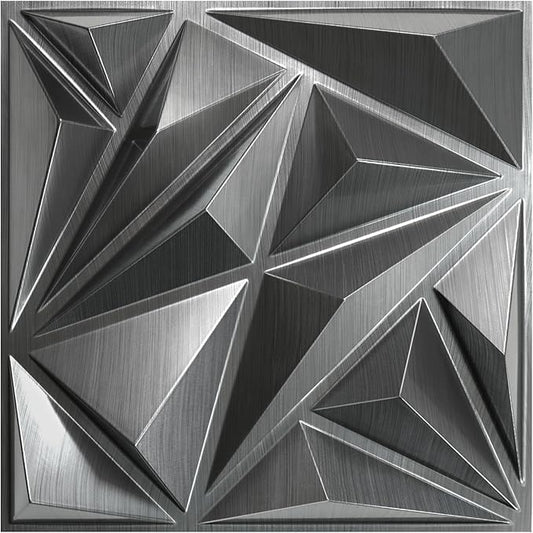 STICKGOO Brushed Silver 3D Wall Panels by STICKGOO
