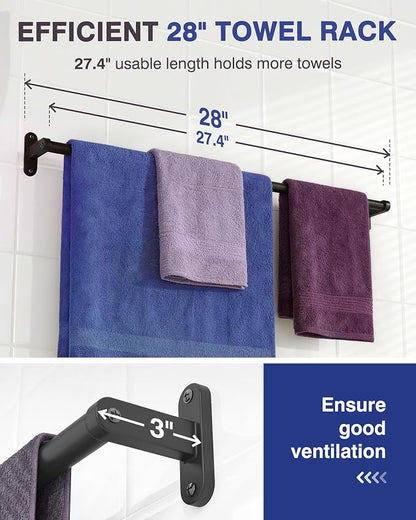 Powools Matte Black Towel Rack for Bathroom - Image 2