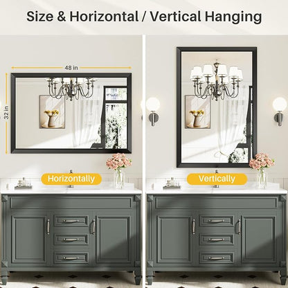 Briivue 48x32 Inch Black Bathroom Mirror - Image 5