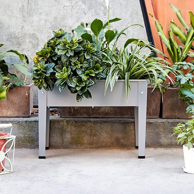 Raised Garden Bed, Garden Raised Planter Box with Legs, Galvanized Garden Planter for Herbs and Vegetables (24" Grey)