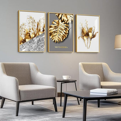 Framed Modern Luxury Large Gold Wall Art - Image 3