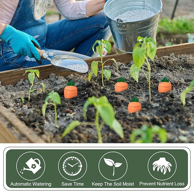 4 Pcs 24oz Terracotta Watering Spikes Self Watering Planter Insert Terracotta Stakes Olla Pot for Outdoor Indoor Garden Plants, Easy to Refill(Carrot)