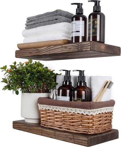 BGMG Wood Floating Shelves for wall 18 inch, Distressed Rustic Wooden Wall by BGMG
