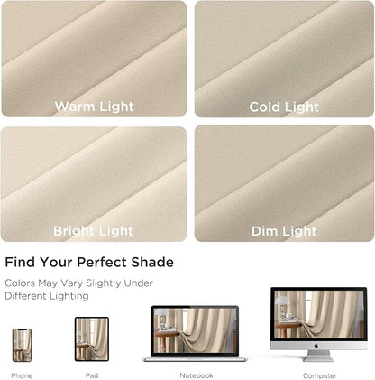 CUCRAF Light Beige Blackout Curtains 45 inch Length 2 Panels Set, Rod Pocket - Image 4