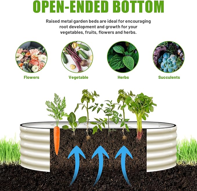 SnugNiture Galvanized Raised Garden Bed, 6x3x1.5ft Oval Metal Planter Box for Planting Outdoor Plants Vegetables