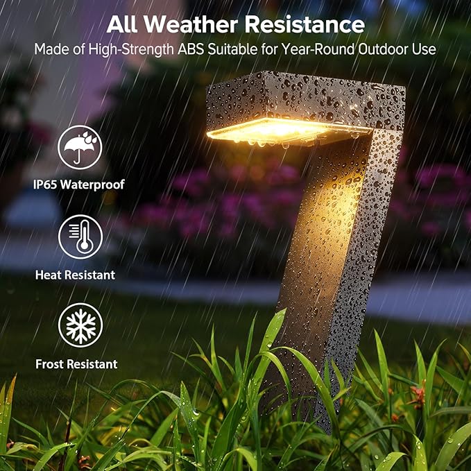 WdtPro Solar Lights Outdoor Pathway Lights, 4 Pack Upgraded Bright LED Outdoor Solar Light for Outside, IP65 Waterproof Solar Garden Light for Yard, Driveway, Walkway, Landscape, Patio Decor