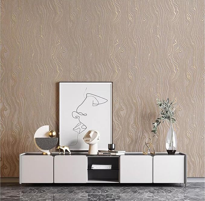 Gold Khaki Wood Peel and Stick Wallpaper Stripe, 20.8" x 118", Self-Adhesive - Image 3