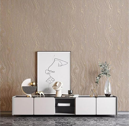 Gold Khaki Wood Peel and Stick Wallpaper Stripe, 20.8" x 118", Self-Adhesive - Image 3