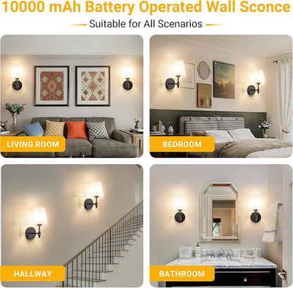 Vimhou Peel and Stick Wall Sconces, Stick On Wall Sconce Set of 2, Battery - Image 8