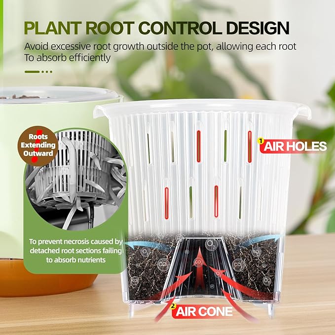 5.8 Inch Self Watering Planters for Indoor Plants with Bottom Watering,2Pack Flower Plant Pots for Outdoor with Drainage, Durable Plastic planters Pots(White)