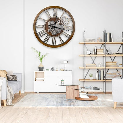 The B-Style Large Real Moving Gears Wall Clock 30 inch Rustic Retro Industrial - Image 6