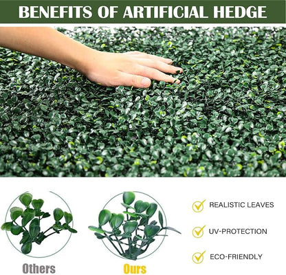 12PCS 10"x 10" Artificial Boxwood Wall Panels, UV-Anti Grass Wall Hedge Plant - Image 5