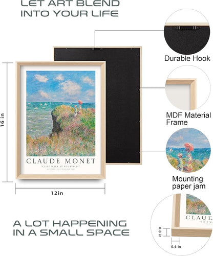 HesenDot Claude Monet Framed Wall Art, 12x16in High Framed Canvas Prints - Image 3