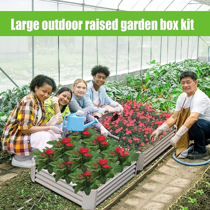 Raised Garden Bed Outdoor Aluminum Planter Box Kit for Vegetables Flower Herb, 2 Sets, 38x38x12 in
