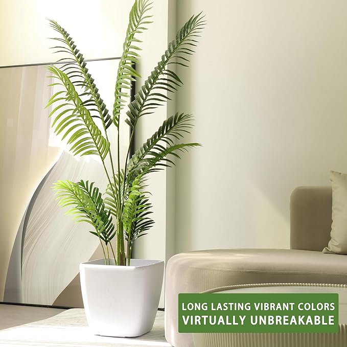 Dexceder 18x17 Self Watering Planter with Wheels Indoor Outdoor, Inner Mat Design, Thickened Large Floor Standing Flower Plant Pot with Water Level Indicator (White Matte)