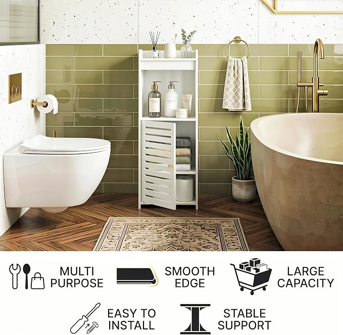 Narrow Bathroom Storage Cabinet, 4-Tier Slim Organizer - Image 6