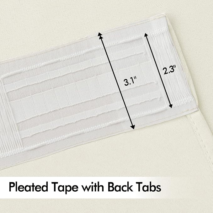 MIULEE Cream Back Tab Blackout Curtains 108 Inch Long 2 Panels Set - Image 4