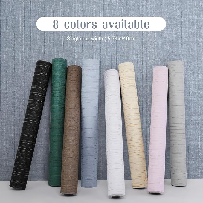 Light Blue Grasscloth Peel and Stick Wallpaper Vintage Texture Removable - Image 2