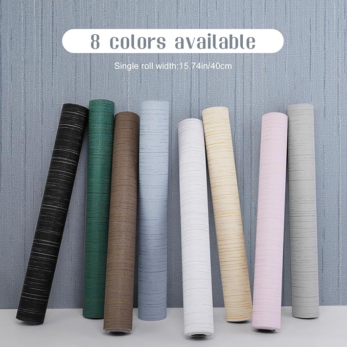 Light Blue Grasscloth Peel and Stick Wallpaper Vintage Texture Removable - Image 2
