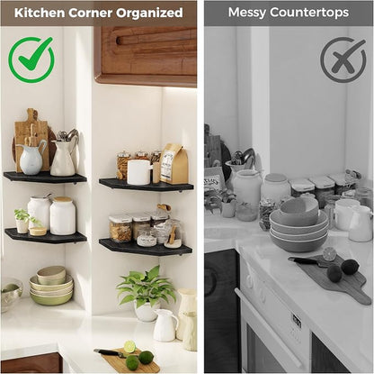 Corner Shelves 4-Pack for Bathroom & Kitchen, Space-Saving Floating Corner Wall - Image 7
