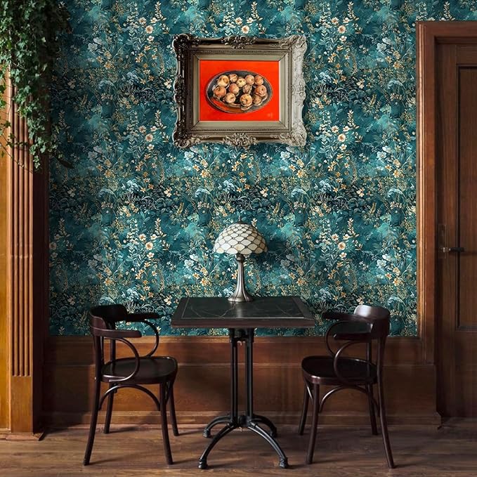 Floral Peel and Stick Wallpaper Green Flower Contact Paper 17.3inch x 196.8inch - Image 5