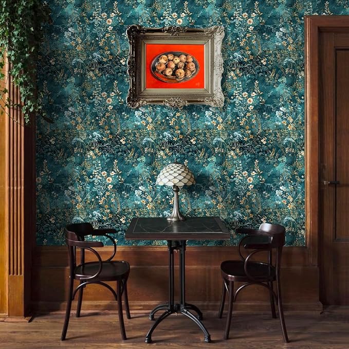 Floral Peel and Stick Wallpaper Green Flower Contact Paper 17.3inch x 196.8inch - Image 5