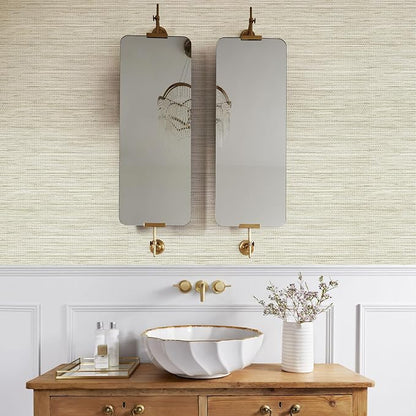 JiffDiff Grasscloth Wallpaper Peel and Stick Cream Grassweave Stick on - Image 7