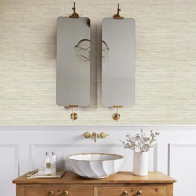 JiffDiff Grasscloth Wallpaper Peel and Stick Cream Grassweave Peel & Stick - Image 7