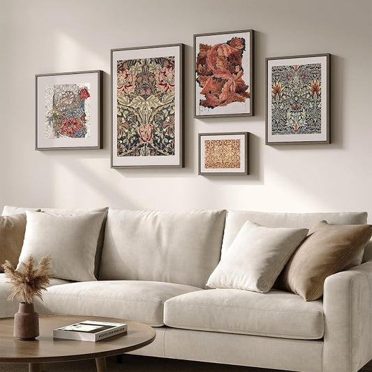 Framed William Morris Gallery Wall Art Set of 5, Vintage Colorful Botanical - Image 2