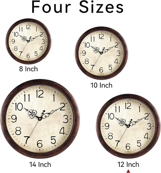 KECYET Wall Clock 12 Inch Vintage Wall Clocks Battery Operated Quartz Silent - Image 2