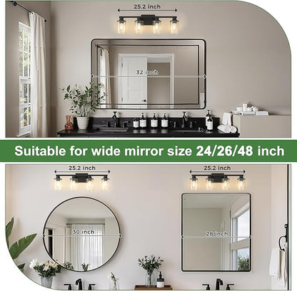 DORESshop Bathroom Light Fixtures, 4-Light Black Bathroom Lighting Fixtures - Image 2