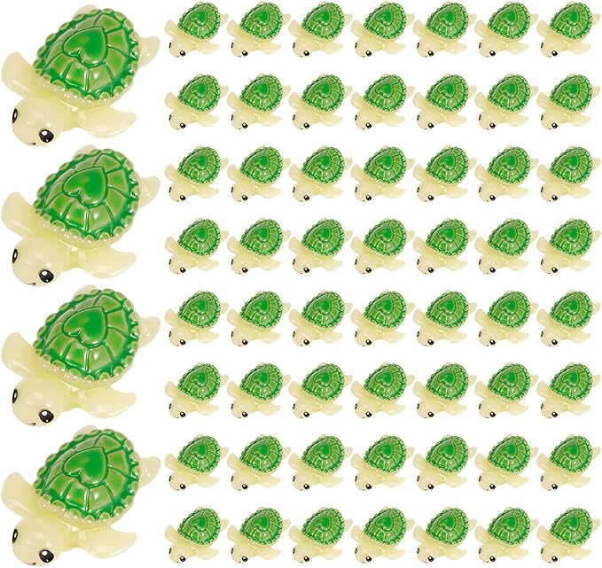 60 Pcs Mini Resin Tortoise,Cute Miniature Sea Turtle Figurines,Tiny Ocean Tortoise Statues for Fairy Garden Landscape Birthday Party Ornament Home Plant Decor Crafts DIY(Green)